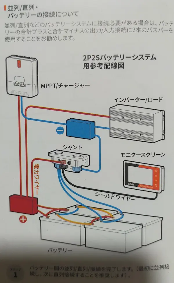 シャント付きバッテリーモニター接続図