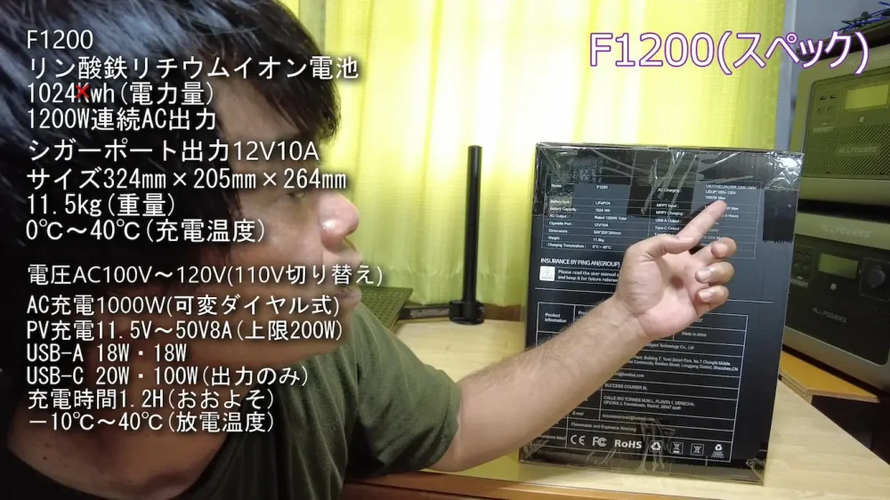 FOSSIBOTポータブル電源F1200仕様