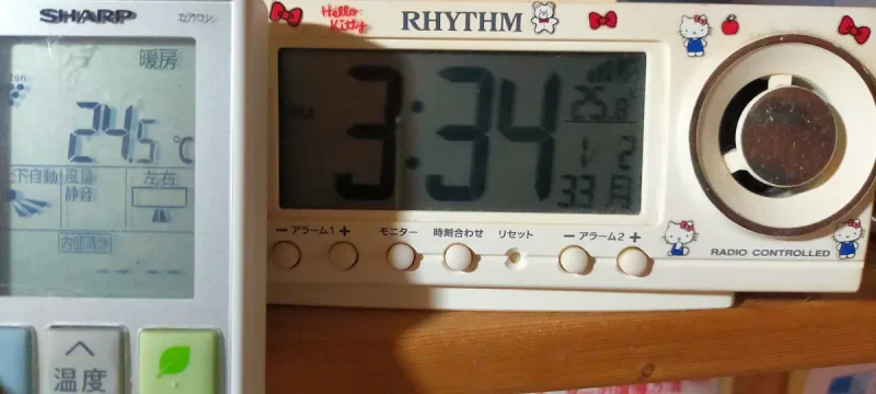 夕方15：35リモコン温度24.5℃・室内温度25.8℃